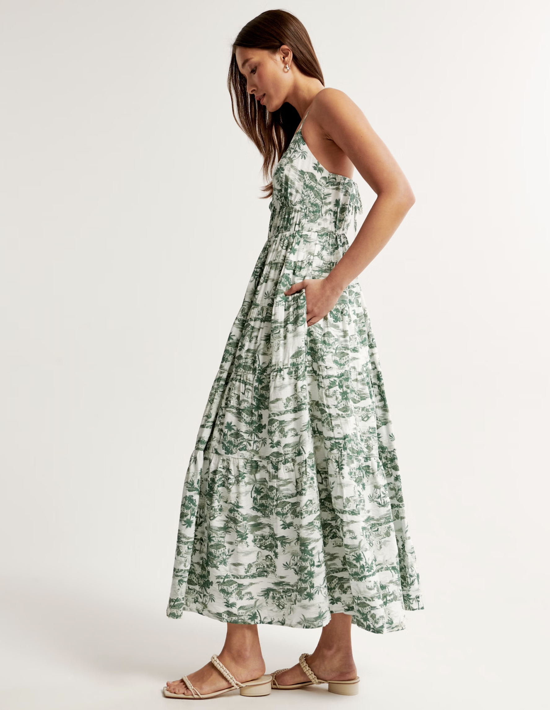 green white toile dress - abercrombie